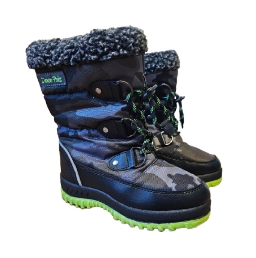 Dream Pairs Camouflage Winter  Snow Boots with Faux Fur Little Boys Size US 13